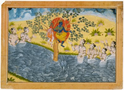 The Gopis Plead with Krishna to Return Their Clothing. Folio from a Bhagavata Purana (Ancient Stories of Lord Vishnu) Series by Unbekannt Unbekannt